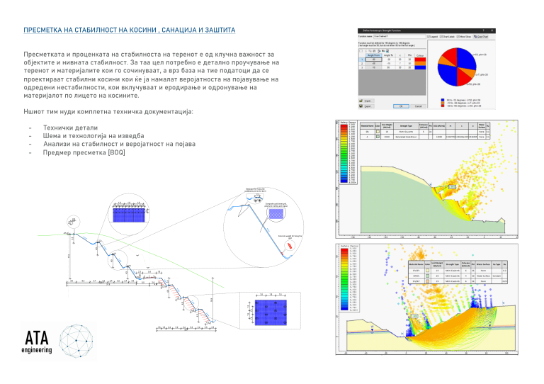 Пресметка на стабилност на косини, санација и заштита